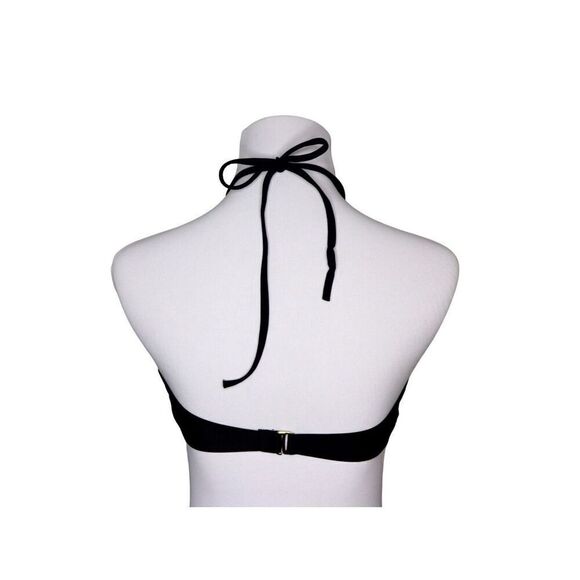 Mossimo Solid Stripe Black White Halter Swim Top Bikini 2pc Swimsuit sz MEDIUM - Picture 4 of 14